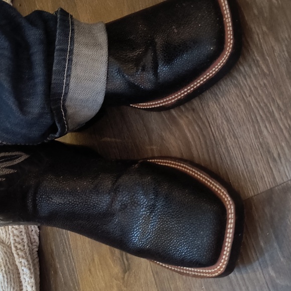 Men's 8.5D Black Stingray Western Cowboy Boots - Picture 3 of 5